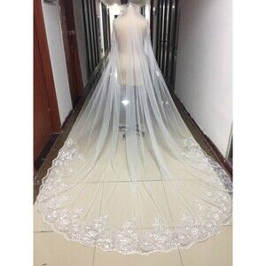 NWT 1 Layer Floral Squins Wedding Veil 118.11'' Long Bridal Veil with Comb